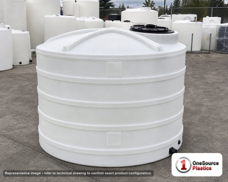 Snyder Industries 2500 Gallon HDPE Vertical Liquid Storage Tank in White. High Density Linear Polyethylene; White; 90" H x