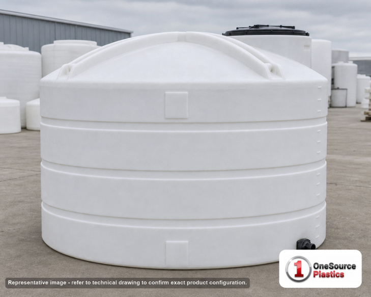 Snyder Industries 3000 Gallon HDPE Vertical Liquid Storage Tank. High Density Linear Polyethylene; White; 97" H x 102" W x