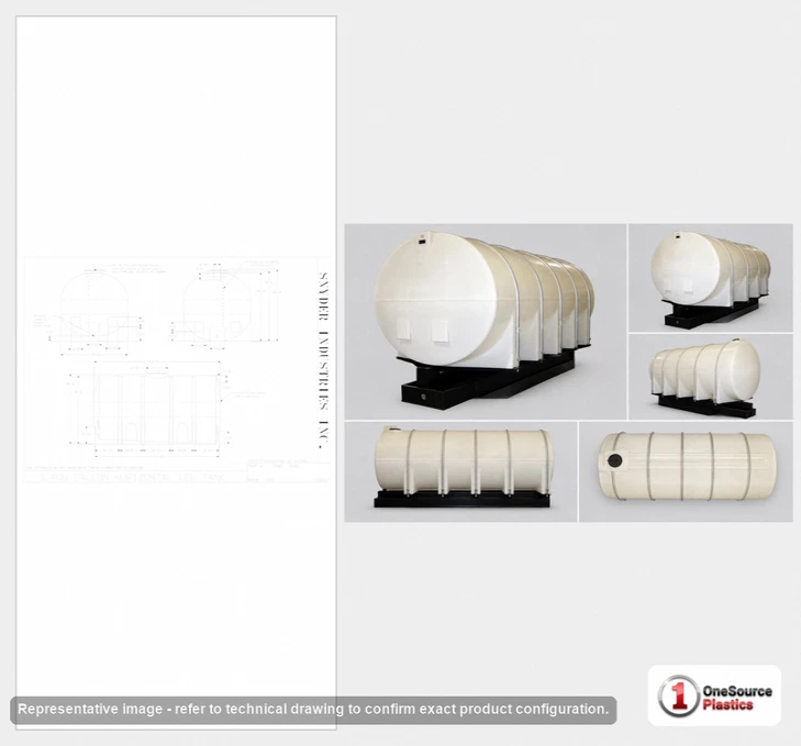 Dimensional spec drawing for Snyder Industries 3400 Gallon Horizontal Tank (155" L x 82" W x 88" H)