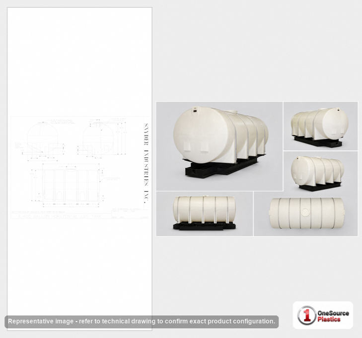 Dimensional spec drawing for Snyder Industries 3400 Gallon Horizontal Tank (155" L x 82" W x 88" H)
