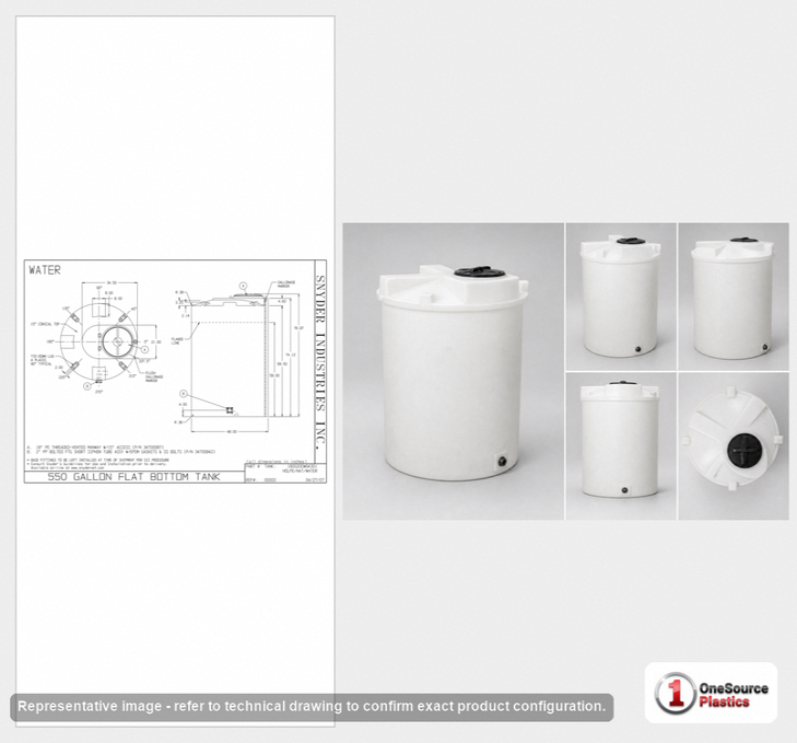 Snyder Industries 550 Gallon Plastic Vertical Liquid Storage Tank in White