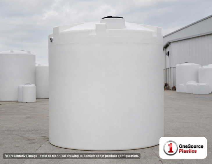 Snyder Industries 6000 Gallon Plastic Vertical Liquid Storage Tank in White. High Density Linear Polyethylene; White; 132" H