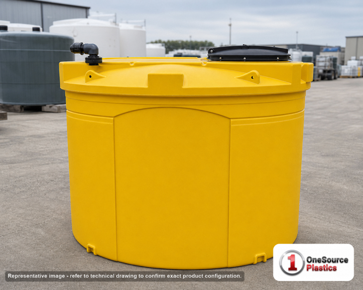 Snyder Industries 750 Gallon Used Oil Containment Tank. 750 gallon capacity; High Density Linear Polyethylene; Yellow; 66" H