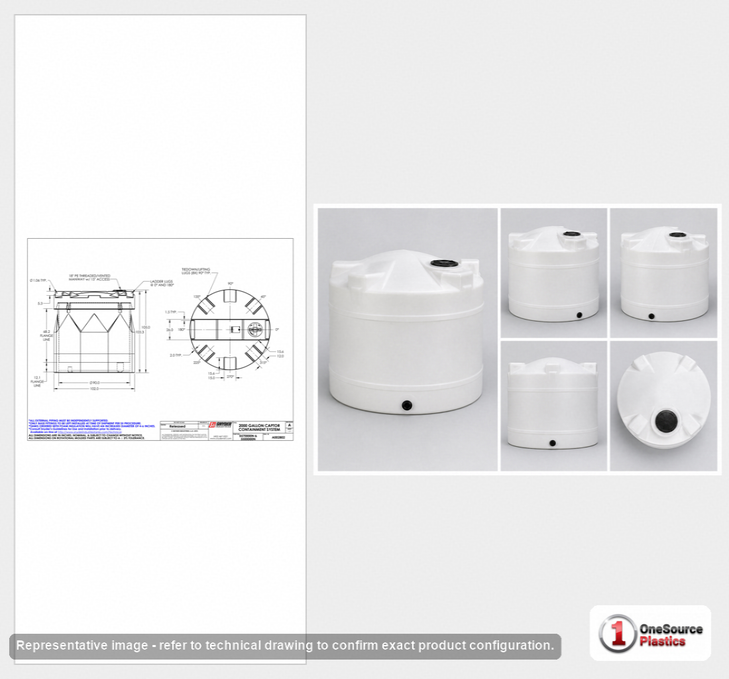 Snyder Industries  2000 Gallon Plastic Vertical Double Wall Liquid Chemical Storage Tank in White - WV