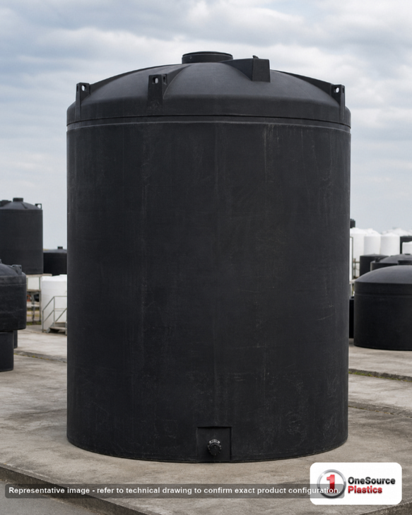 Snyder Industries 10500 Gallon HDLPE Vertical Liquid Storage Tank with ASTM Certification - 1.35 SG Black. High Density
