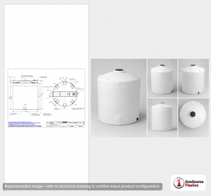 Snyder Industries 10500 Gallon HDPE Vertical Chemical Storage Tank in White 1.9 SG