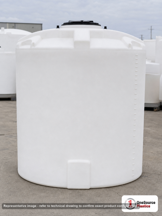 Snyder Industries 1100 Gallon HDPE Vertical Liquid Storage Tank with ASTM Certification. Polyethylene; White; 90" H x 64" W