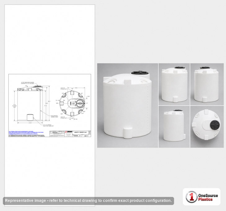 Snyder Industries 1100 Gallon HDPE Vertical Liquid Storage Tank with ASTM Certification
