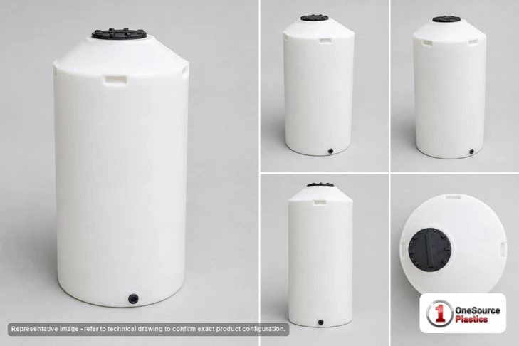 Dimensional spec drawing for Chem-Tainer 1150 Gallon Vertical Storage Tank (48" L x 48" W x 156" H)