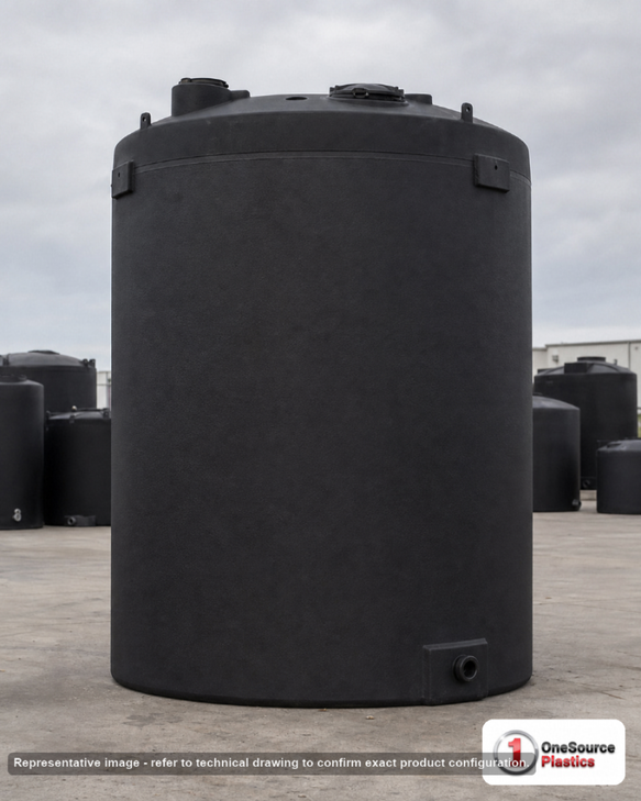 Snyder Industries 15,000 Gallon HDPE Vertical Liquid Storage Tank in Black. High Density Linear