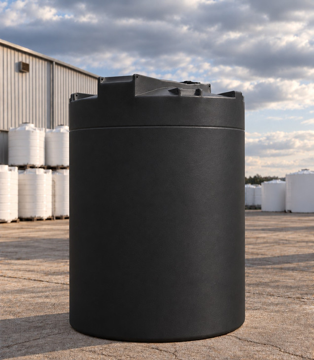 Snyder Industries 15000 Gallon Black 1.5 SG Vertical Storage Tank, 142 in dia, HDLPE, no fitting, OneSource Plastics yard