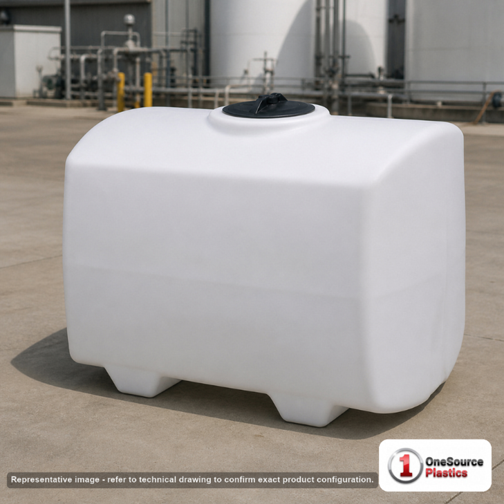 Snyder Industries 150 Gallon XLPE Chemical Feed Station Tank. Cross-Linked Polyethylene; White; 62" H x 43" W x 56" L.