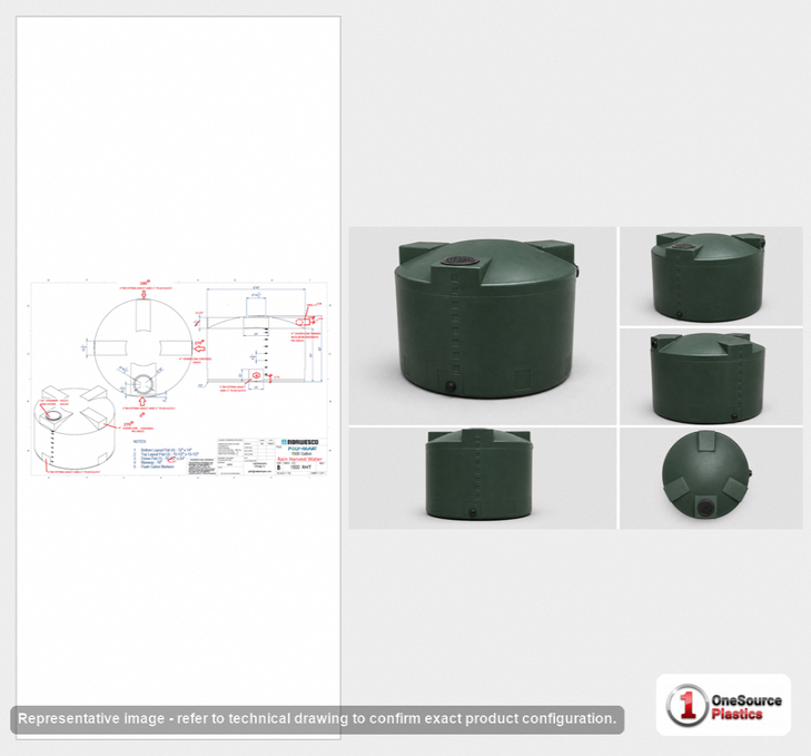 Bushman 1500 Gallon Dark Green Rainwater Collection Tank