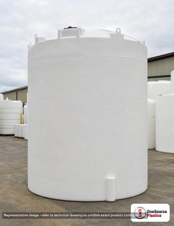 Snyder Industries 15000 Gallon HDPE Vertical Liquid Storage Tank. High Density Linear Polyethylene; White; 234" H x 142" W x