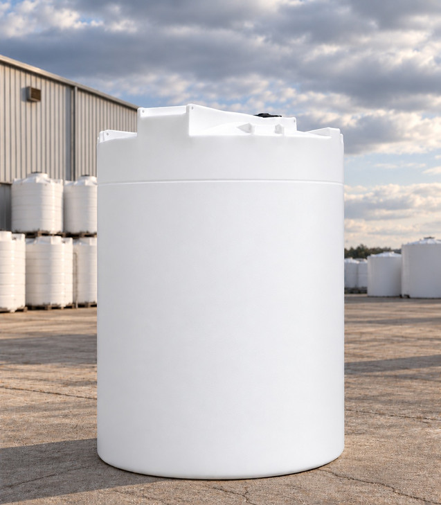 Snyder Industries 15000 Gallon White 1.9 SG Vertical Storage Tank, 142 in dia, HDLPE, no fitting, OneSource Plastics yard