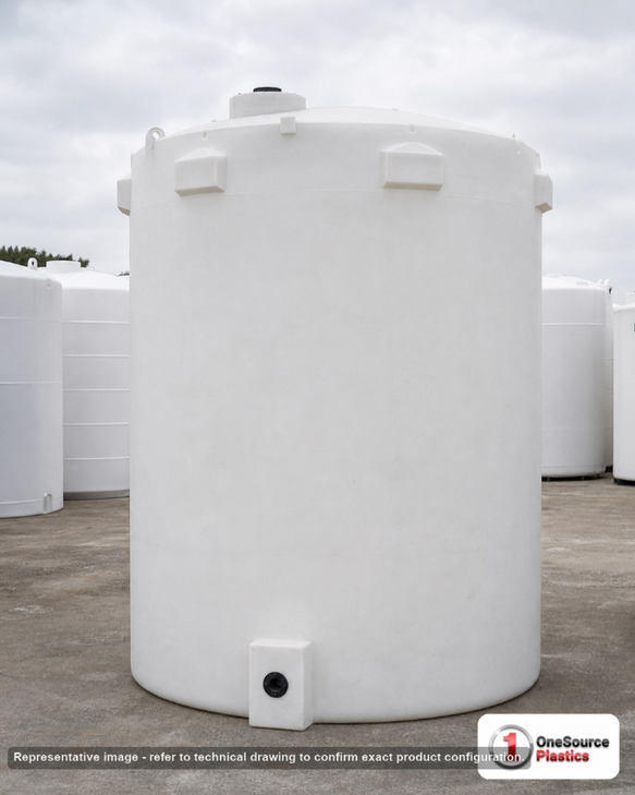 Snyder Industries 15000 Gallon Plastic Vertical Liquid Storage Tank. High Density Linear Polyethylene; White; 234" H x 142"