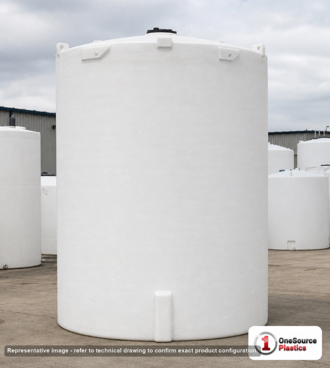 Snyder Industries 16500 Gallon HDPE Vertical Liquid Storage Tank. Polyethylene; White; 257" H x 142" W x 142" L.