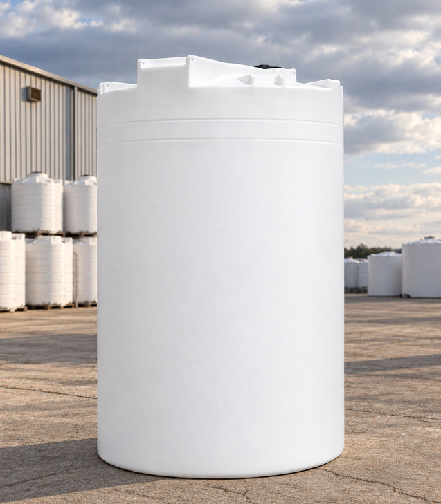 Snyder Industries 16500 Gallon White 1.9 SG Vertical Storage Tank, 142 in dia, HDLPE, no fitting, OneSource Plastics yard