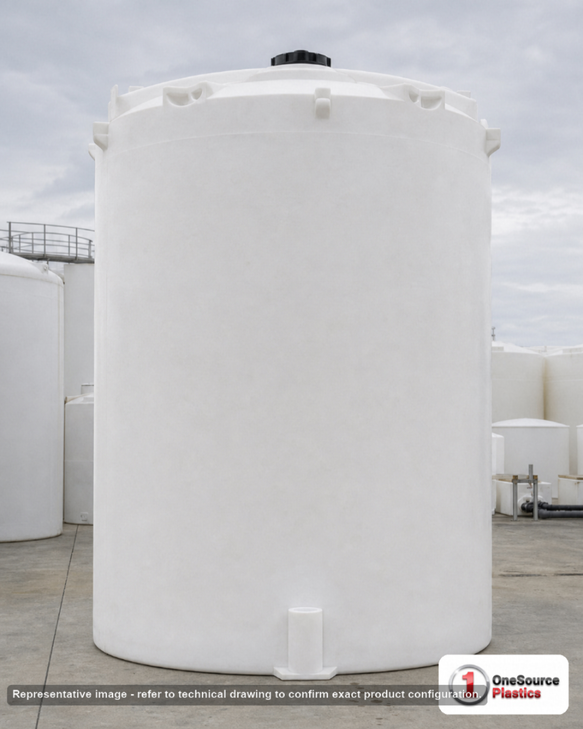 Snyder Industries 16500 Gallon HDPE Vertical Liquid Storage Tank - Part 5380000N45. Polyethylene; White; 257" H x 142"