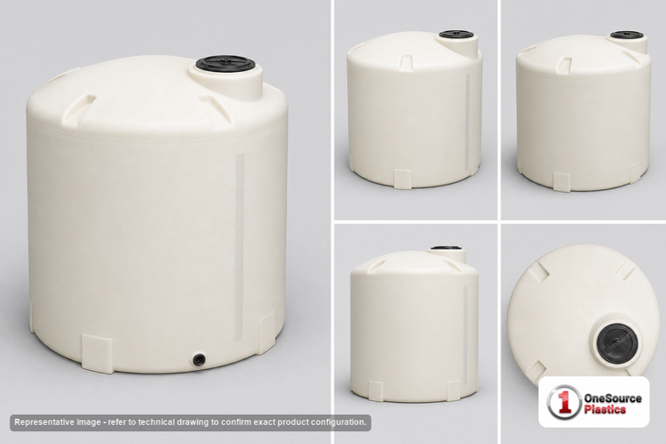 LOCKED - Dimensional spec drawing for Chem-Tainer 1700 Gallon Vertical Storage Tank (86" L x 86" W x 78" H)