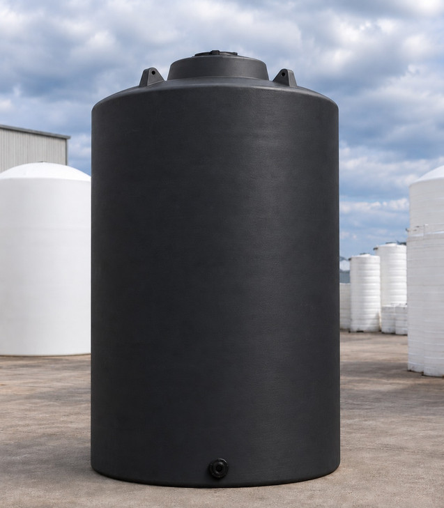 Norwesco 20000 Gallon Black Heavy Duty Vertical Liquid Storage Tank - polyethylene, 165" dia x 242" H
