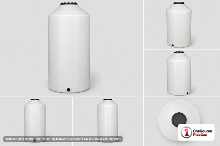 Dimensional spec drawing for Chem-Tainer 200 Gallon Vertical Storage Tank (31" L x 31" W x 72" H)