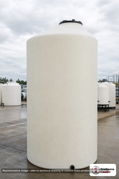 Chem-Tainer 2000 Gallon HDPE Vertical Liquid Storage Tank. 2000 gallon capacity; Polyethylene; Natural White; 160" H x 64" W