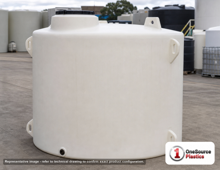Chem-Tainer 2100 Gallon HDPE Vertical Liquid Storage Tank. 2100 gallon capacity; Polyethylene; Natural White; 87" H x 87" W