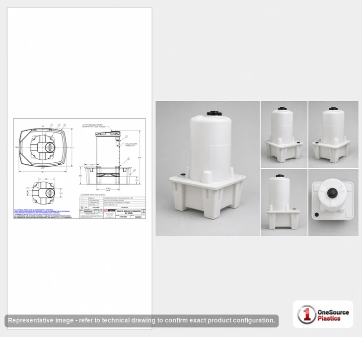 Dimensional spec drawing for Snyder Industries 250 Gallon Specialty Tank