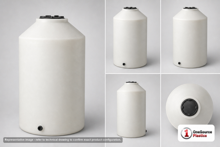 Chem-Tainer 250 Gallon Plastic Vertical Liquid Storage Tank