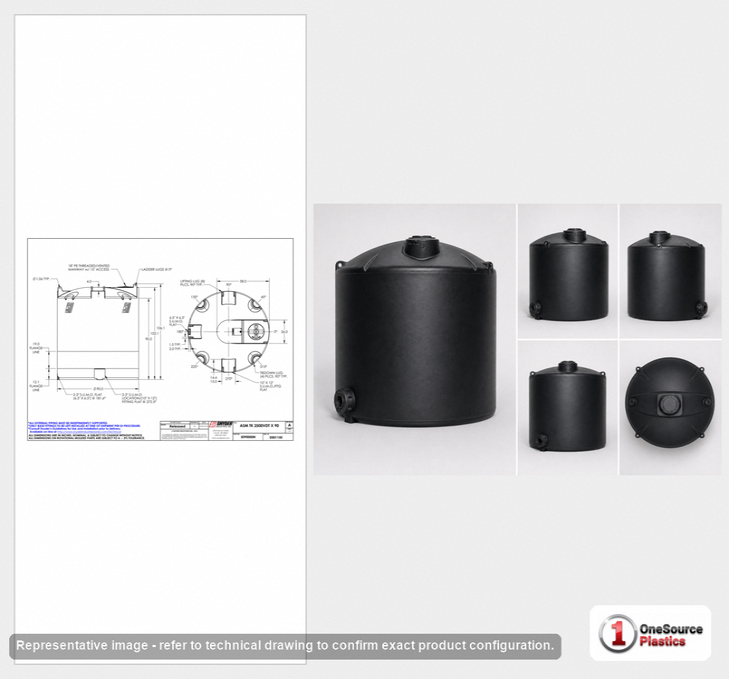 Snyder Industries 2500 Gallon HDPE Vertical Liquid Storage Tank in Black