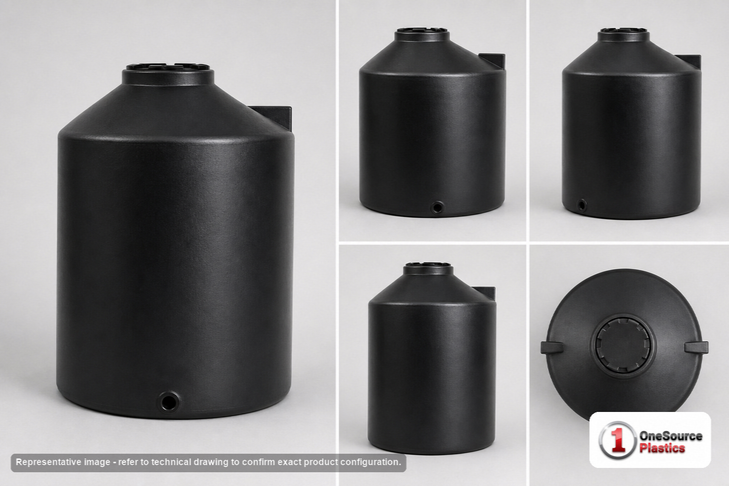 Chem-Tainer 2500 Gallon Plastic Vertical Liquid Storage Tank in Black