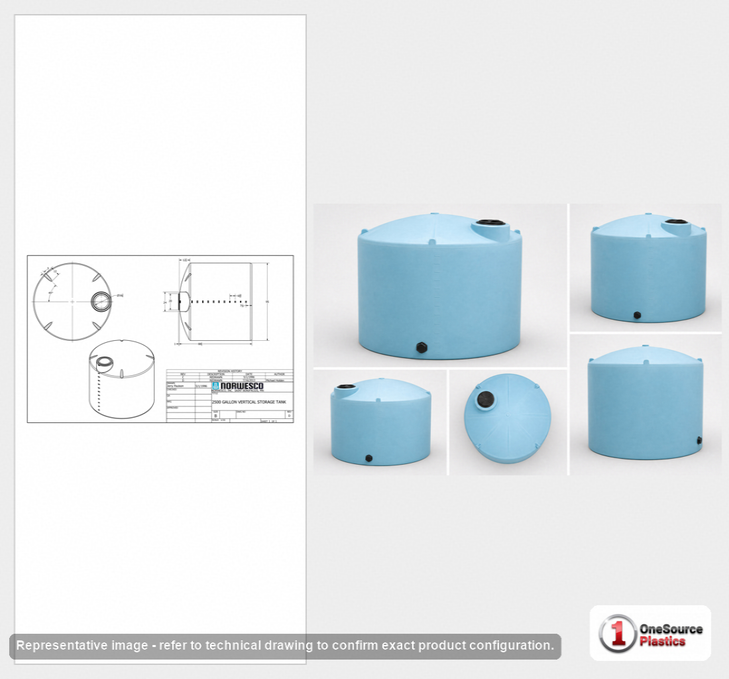 Norwesco 2500 Gallon Vertical Storage Tank in Blue