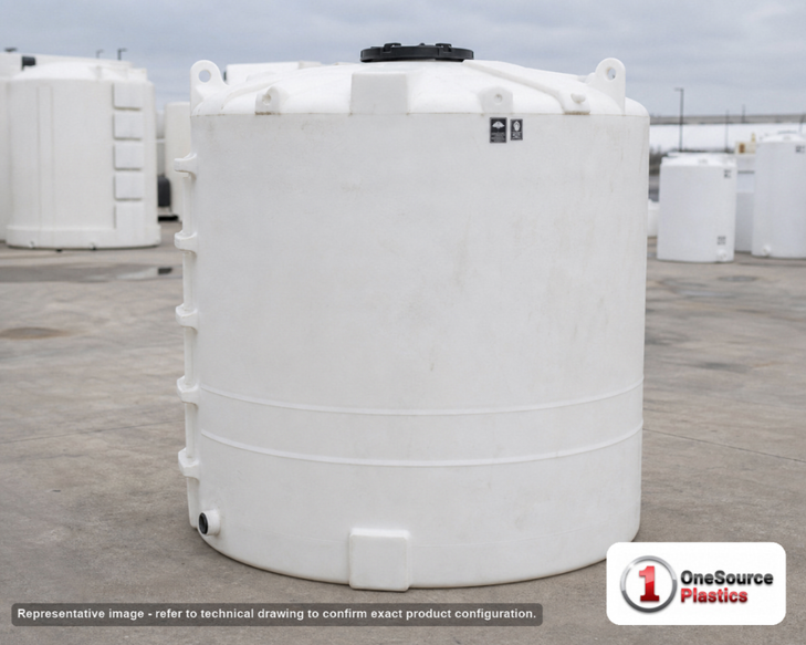 Snyder Industries 2500 Gallon XLPE Vertical Liquid Storage Tank with ASTM Certification in White. Cross Linked Polyethylene