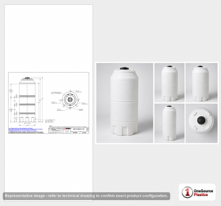 Snyder Industries 300 Gallon HDPE Vertical Liquid Storage Tank with ASTM Certification