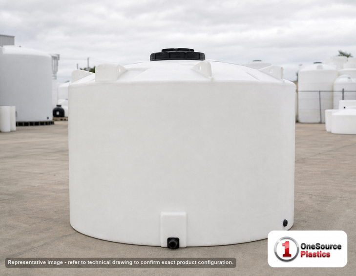 Snyder Industries 3000 Gallon HDPE Vertical Liquid Storage Tank with ASTM Certification. Polyethylene; White; 96" H x 102" W