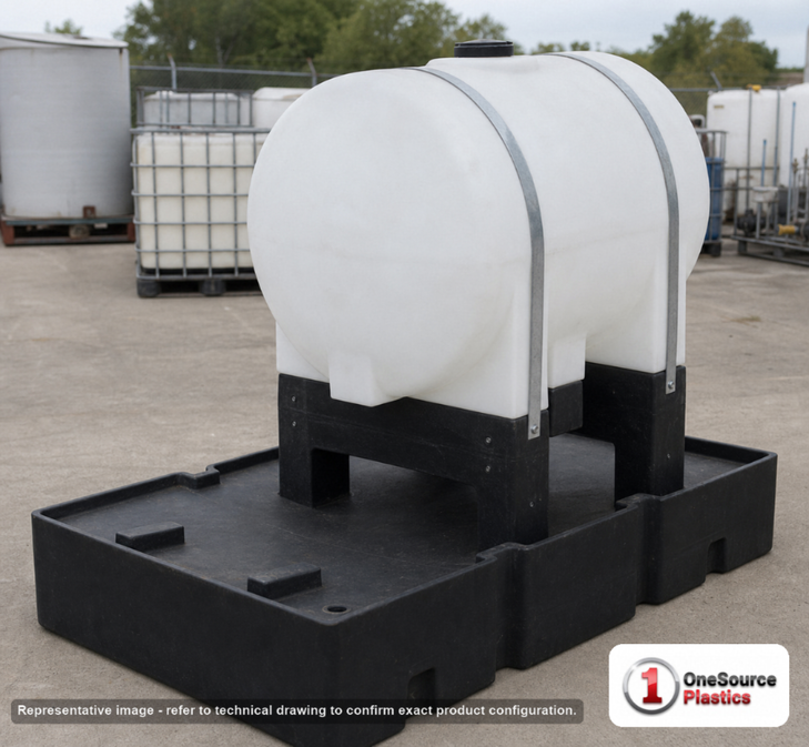 Norwesco 335 Gallon Plastic Chemical Injection Tank. High Density Linear Polyethylene; White; 49" H x 44" W x 56" L.