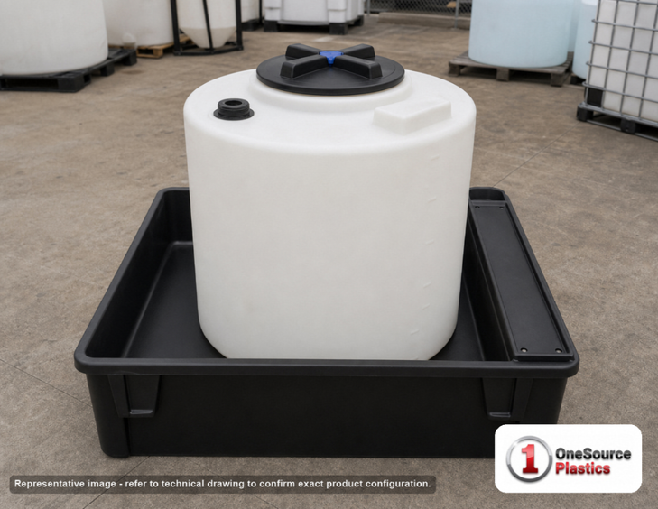 Snyder Industries 35 Gallon Plastic Chemical Feed Station Tank. High Density Linear Polyethylene; White; 36" H x 36" W x 47"