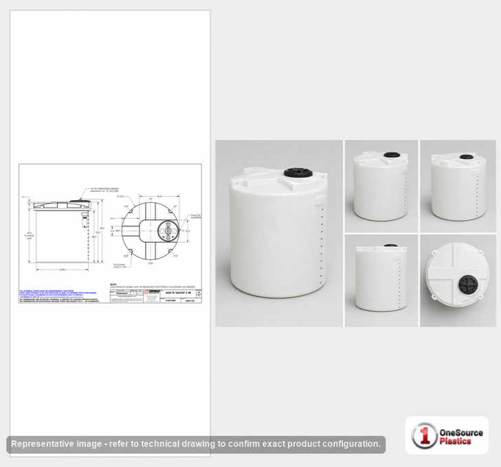 Snyder Industries 360 Gallon HDPE Vertical Liquid Storage Tank with ASTM Certification