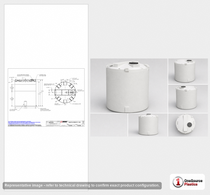 Snyder Industries 4100 Gallon XLPE Vertical Chemical Storage Tank in White, 1.5 S.G.