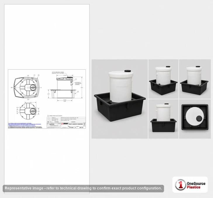 Dimensional spec drawing for Snyder Industries 440 Gallon Specialty Tank (83" L x 68" W x 69" H)