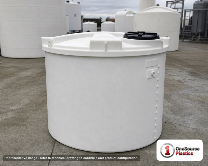 Snyder Industries 440 Gallon HDPE Vertical Liquid Storage Tank with ASTM Certification. Polyethylene; White; 69" H x 53" W x
