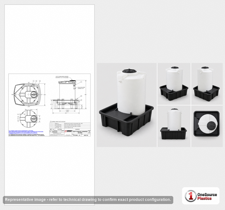 Dimensional spec drawing for Snyder Industries 440 Gallon Specialty Tank (83" L x 68" W x 88" H)