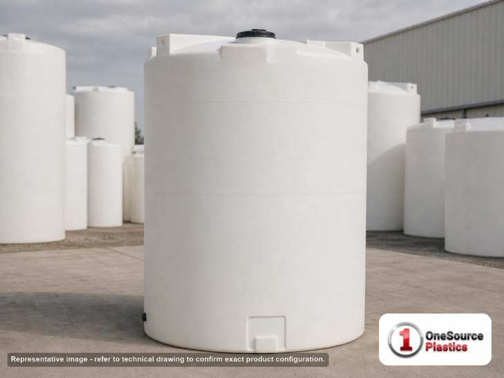 Snyder Industries 4400 Gallon HDPE Vertical Liquid Storage Tank with ASTM Certification. 4400 gallon capacity; Polyethylene