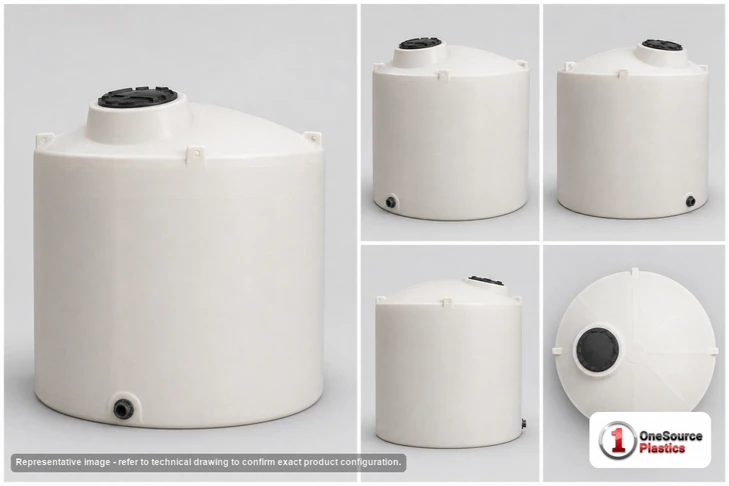 Dimensional spec drawing for Chem-Tainer 4500 Gallon Vertical Storage Tank (156" L x 156" W x 156" H)