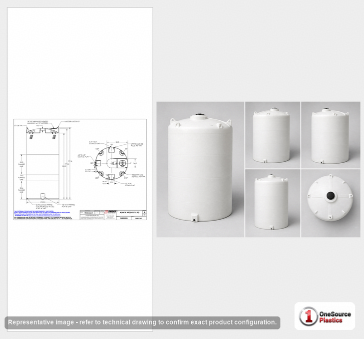 Snyder Industries 4900 Gallon HDPE Vertical Liquid Chemical Storage Tank with ASTM Certification