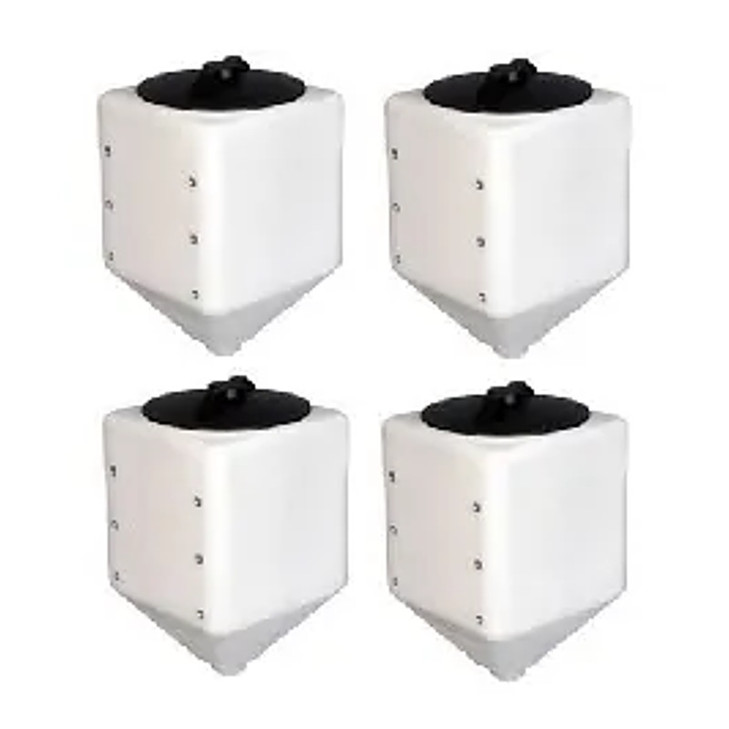 LOCKED - Norwesco N-42321 5 gallon cone bottom specialty rinse tanks, sold in sets of 4 (4-pack shown)