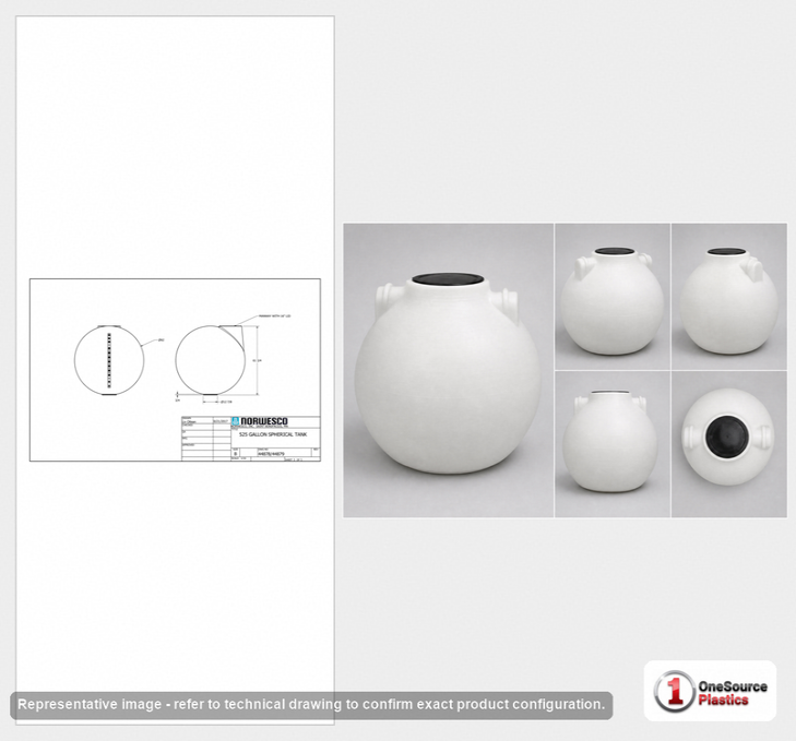 Norwesco 525 Gallon Spherical Liquid Storage Tank in White