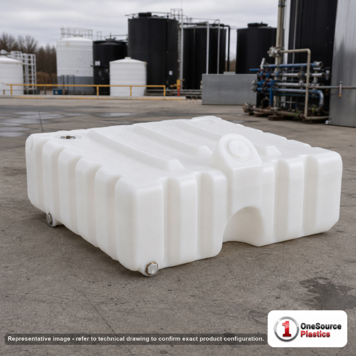 Snyder Industries 60 Gallon XLPE Chemical Feed Station Tank in White. Cross-Linked Polyethylene; White; 58" H x 36" W x 47"
