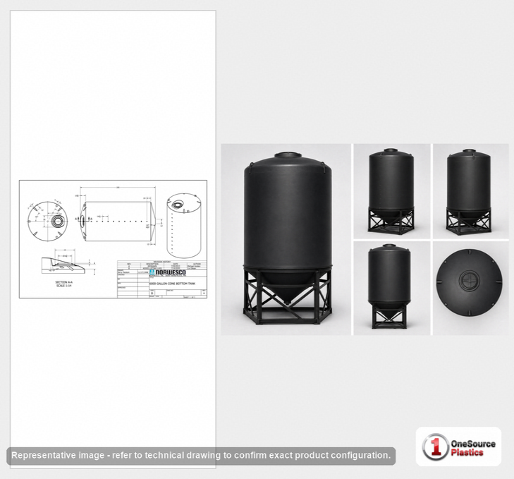 Norwesco 6000 Gallon 15 Degree Cone Bottom Tank in Black
